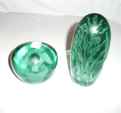 Lot 279 - Two Victorian green glass dumps