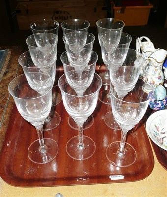 Lot 281 - A tray of twelve wine glasses with butterfly stems