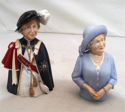 Lot 297 - A Bronte porcelain snuffer of the Queen Mother and another of the Queen (2)