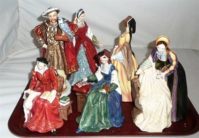 Lot 298 - A set of seven Royal Doulton ceramic figures 'Henry VIII and his six wives '