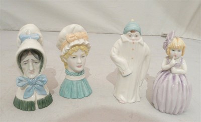 Lot 301 - Four Royal Worcester snuffers including 'Mob cap', 'Old Woman', 'Toddie' and 'Hush