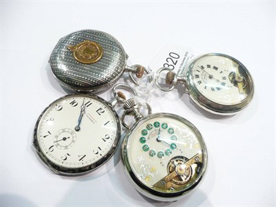 Lot 320 - One silver and one plated Hebdomas pocket watches and two niello pocket watches