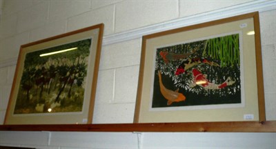 Lot 376 - Three limited edition prints by Angela Newberry - 'Koi', 'Reflections of an Ox' and 'Sheltering...