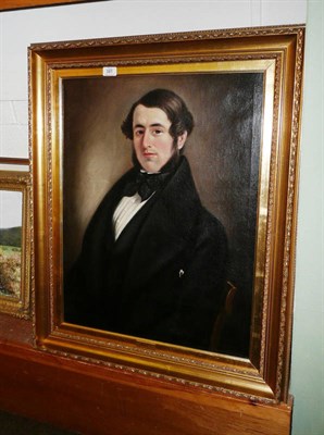 Lot 381 - A 19th century portrait oil on canvas of a gentleman paper inscribed to the back 'William Hoyles'