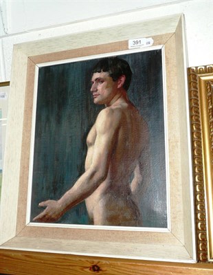 Lot 391 - Robert Edward Morrison (1852-1925), portrait of a nude male, oil on canvas, 35cm by 29cm