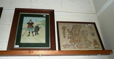 Lot 398 - A pair of golfing prints after Hassall, together with a watercolour by Reginald Graham of a...