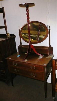 Lot 412 - An Edwardian dressing table, a pot cupboard, two occasional tables and three chairs