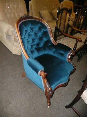 Lot 441 - Victorian rosewood framed button-back armchair