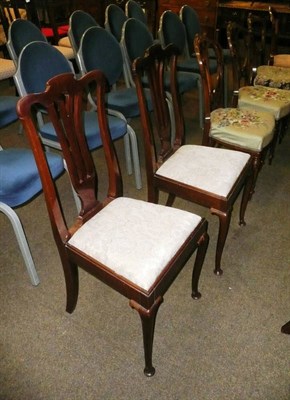 Lot 444 - Two pairs of Victorian walnut dining chairs and a pair of Edwardian mahogany dining chairs