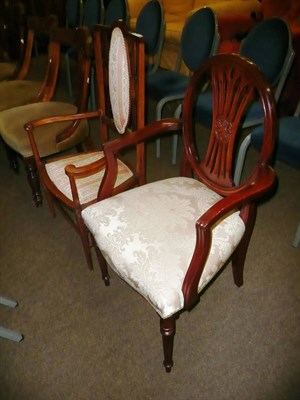 Lot 452 - Reproduction Hepplewhite armchair and an Edwardian upholstered bedroom chair