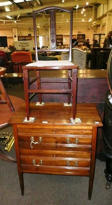 Lot 466 - A walnut two drawer chest, reproduction leather-top lamp table and a pair of Edwardian bedroom...