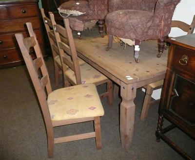 Lot 472 - Modern pine table and six chairs