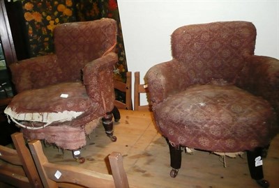 Lot 473 - Pair of Edwardian tub chairs