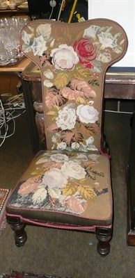 Lot 495 - Woolwork prie dieu chair