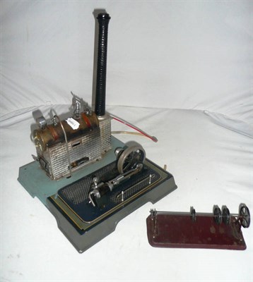 Lot 1118 - A Marklin Tinplate Stationary Steam Plant, with horizontal boiler on a brick effect housing, single