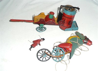 Lot 1124 - A Lehmann Tinplate Climbing Monkey Toy 'Tom' No.385, lithographed in red, green and yellow,...