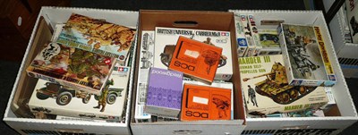 Lot 1128 - Fifty Five Boxed Unmade Plastic Model Kits, mainly military vehicles and soldiers, also...