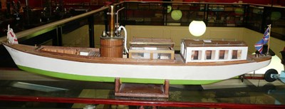 Lot 1132 - A Scratch Built Wooden Live Steam Launch 'Betty', with wooden cladded vertical copper boiler,...