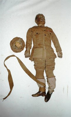 Lot 1144 - A Boer War Period Lord Kitchener Doll, with composition flange head, hands and boots, stuffed...