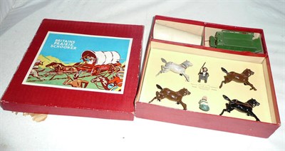 Lot 1149 - A Boxed Britains Lead Prairie Schooner Set No.2034, comprising a covered wagon, four horses and two