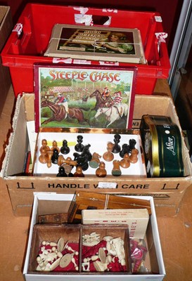 Lot 1167 - Mixed Games and Toys, including three travelling chess sets, part Indian bone chess set,...