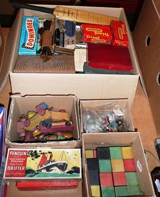 Lot 1174 - Mixed Toys, including eight Robertsons golly band figures, boxed Penguin Drifter, marbles,...