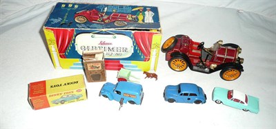 Lot 1176 - Five Toy Vehicles:- boxed Schuco Old Timer Mercer Type 35J, in tinplate and plastic, with inner...