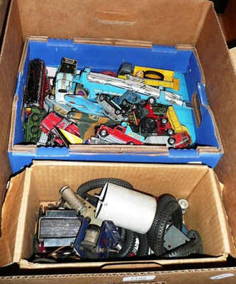 Lot 1185 - Mixed Toys, comprising a collection of playworn Dinky vehicles, an unboxed Meccano aircraft...