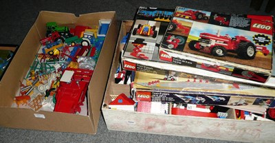 Lot 1187 - Mixed Toys, including three boxed Lego sets no's 851, 853, 928, a box of loose Lego, box of...