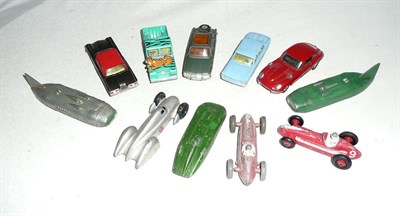 Lot 1195 - Eleven Diecast Vehicles, comprising four Dinky land speed record cars, two Dinky Maserati...