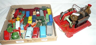 Lot 1199 - Playworn Diecast Vehicles by Dinky and Matchbox, including cars and commercials; A Boxed Mamod...