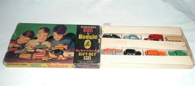 Lot 1204 - A Boxed Budgie Gift Set No.8, with brick effect inner card display, containing eight vehicles,...