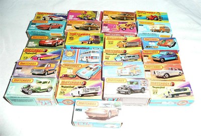 Lot 1214 - Twenty Three Boxed Matchbox 1 - 75 Series Superfast Vehicles, box numbers 3, 11, 14, 15, 21,...