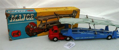 Lot 1221 - A Boxed Corgi Major 'Carrimore' Car Transporter No.1101, with red cab and blue & white transporter