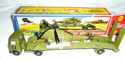 Lot 1237 - A Boxed Dinky AEC Artic. Transporter with Helicopter No.618, in military green, with pictorial...