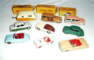 Lot 1241 - Three Boxed Dinky Cars - Nash Rambler No.173, in pink with blue stripe, A.C.Aceta No.167...