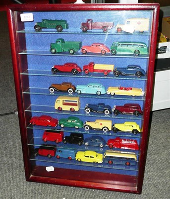 Lot 1243 - Twenty Seven Repainted Dinky Vehicles, including early cars, commercial vehicles and buses, in...