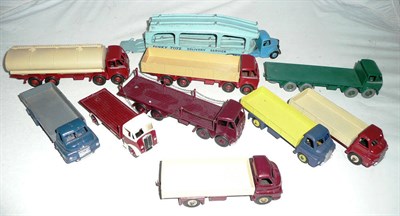 Lot 1244 - Nine Repainted Dinky Supertoy Commercial Vehicles, including Foden with chains, 8-wheel Foden,...