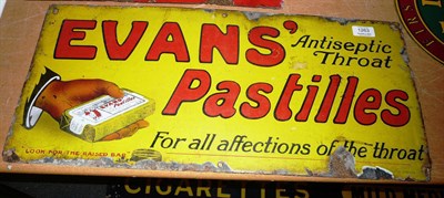 Lot 1263 - An Original Pictorial Enamel Advertising Sign for 'Evans Antiseptic Throat Pastilles', with red and