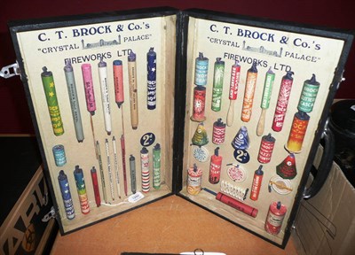 Lot 1280 - A Salesman's Cased Pre-War Display of C.T. Brock & Co's Crystal Palace Fireworks, containing...