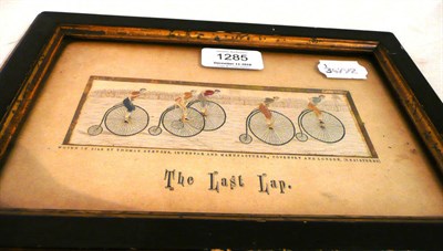 Lot 1285 - A Woven Silk Stevengraph - The Last Lap, depicting a penny farthing race, with original card...