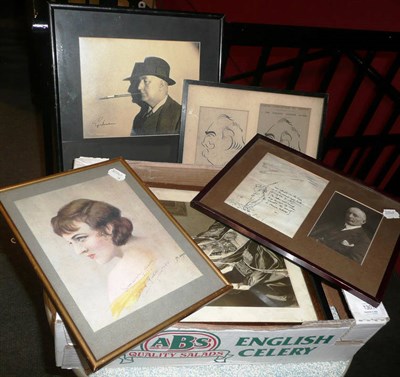 Lot 1301 - Twelve Framed Prints and Photographs, including a signed Gracie Fields printed portrait, a...