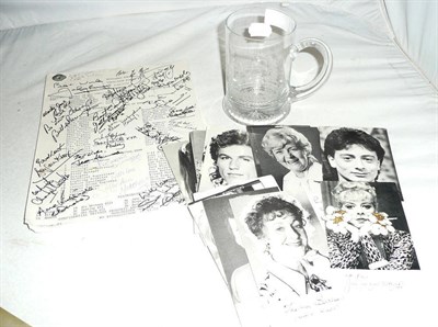 Lot 1303 - Coronation Street Memorabilia, comprising a 1987 rehearsal script by Bob Mason signed to the...