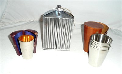 Lot 1313 - A Chromium Plated Rolls Royce Radiator Drinks Decanter by Ruddspeed Ltd, together with two...