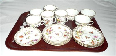 Lot 1 - Small quantity of Dresden tea wares