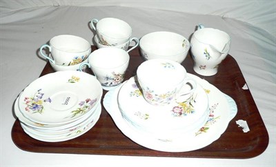 Lot 12 - Shelley tea service and a box of assorted china, plated wares, pocket watch, collection of...