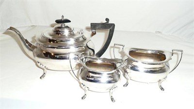 Lot 13 - Silver three piece tea set