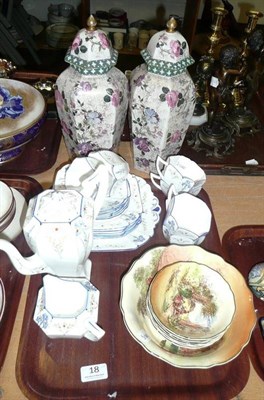 Lot 18 - Shelley Iris tea service, Royal Doulton 'Rustic England' fruit set and a pair of T Forester Ltd...