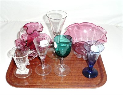 Lot 22 - A small quantity of cranberry glass and other coloured and plain glass