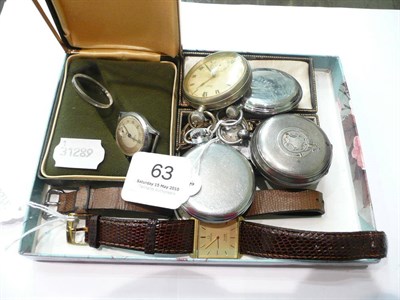 Lot 63 - A gold lady's wristwatch in a box, a silver pocket watch, a gent's Omega DeVille quartz wristwatch